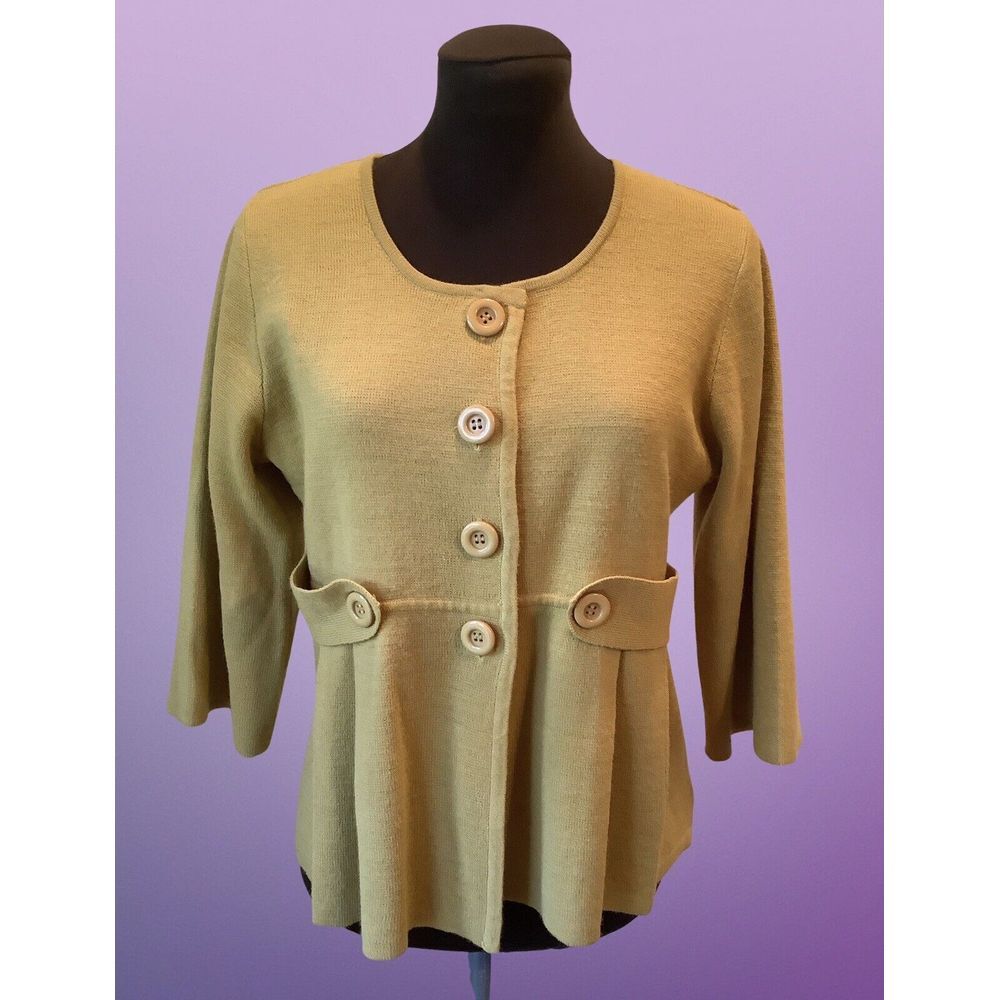 Chadwicks Yellow Cardigan Sweater Feminine Office Work Wear Sz S